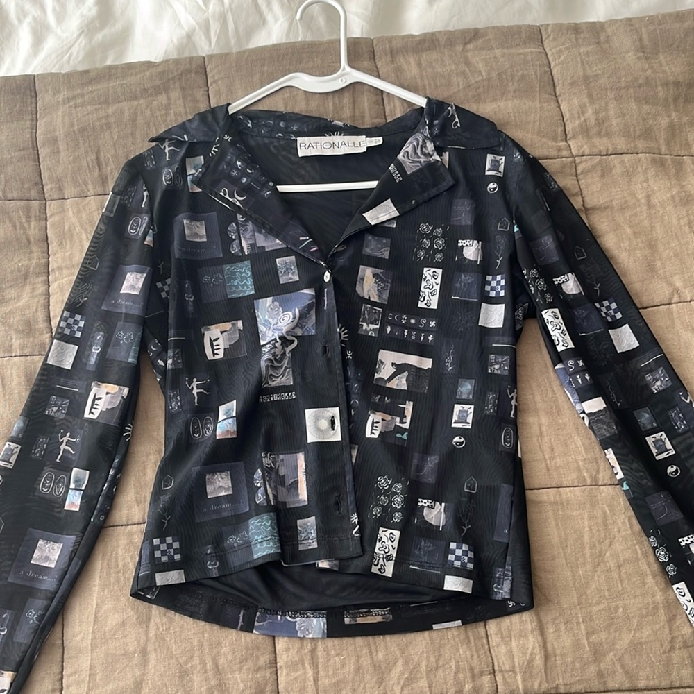 Sheer blouse button down